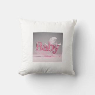 Elegant Baby Girl Pink Typography | Floral & Butte Cushion