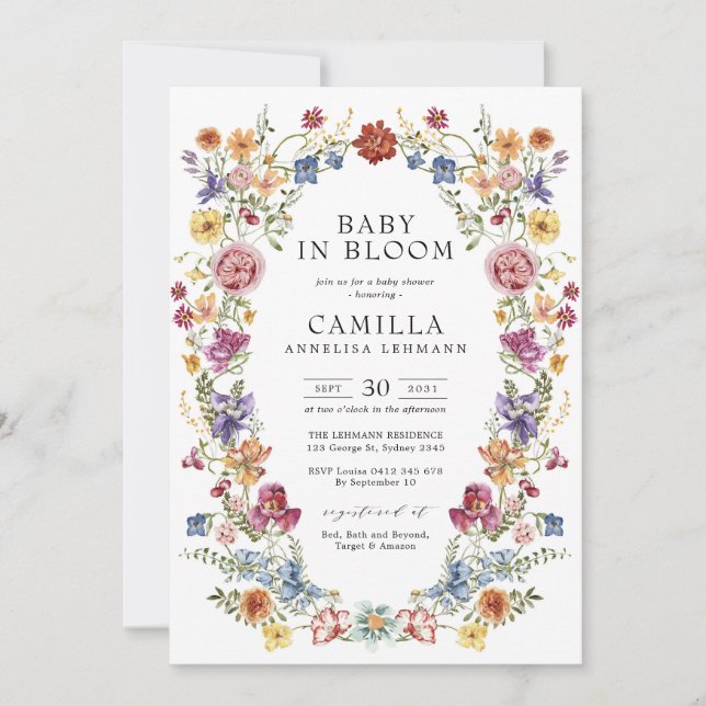 Elegant Baby in Bloom Baby Shower Invitation (Front)