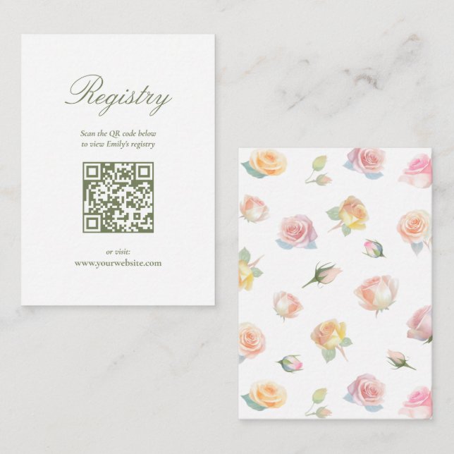 Elegant Baby in Bloom Baby Shower Registry Enclosure Card (Front/Back)