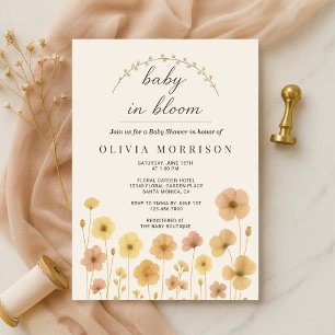 Elegant Baby In Bloom Boho Baby Shower  Invitation