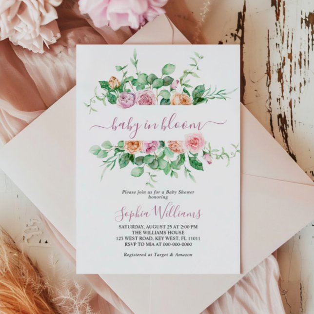 Elegant Baby in Bloom Floral Baby Shower  Invitation (Creator Uploaded)