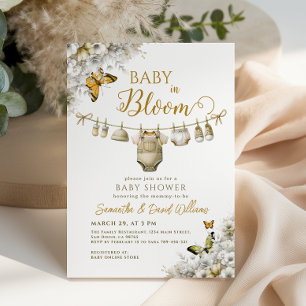 Elegant Baby in Bloom Floral Clothes Baby Shower Invitation