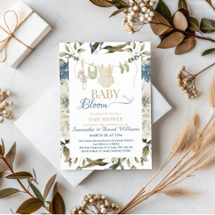 Elegant Baby in Bloom Greenery Clothesline Invitation