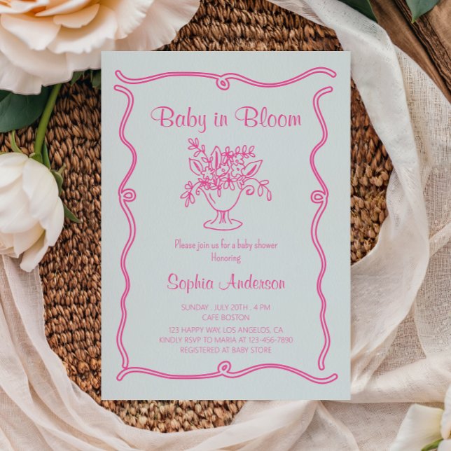 Elegant Baby in Bloom Pink Floral Baby Shower  Invitation (Creator Uploaded)