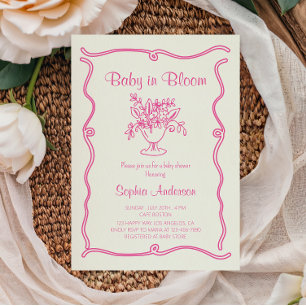 Elegant Baby in Bloom Pink Floral Baby Shower  Invitation