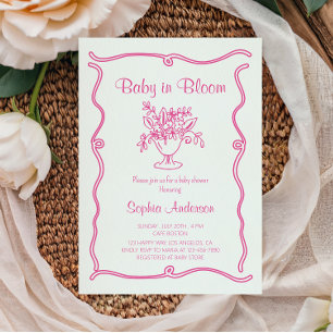 Elegant Baby in Bloom Pink Floral Baby Shower  Invitation