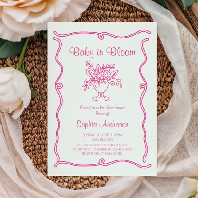 Elegant Baby in Bloom Pink Floral Baby Shower  Invitation (Creator Uploaded)