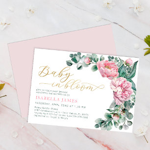 Elegant Baby In Bloom Pink Gold Girl Baby Shower Invitation