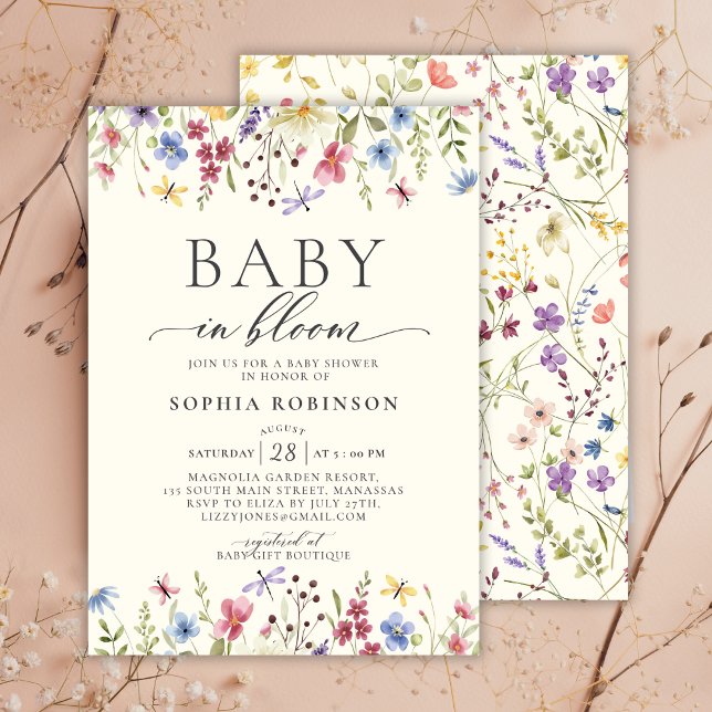 Elegant Baby in Bloom Wildflower Baby Shower  Invitation (Creator Uploaded)