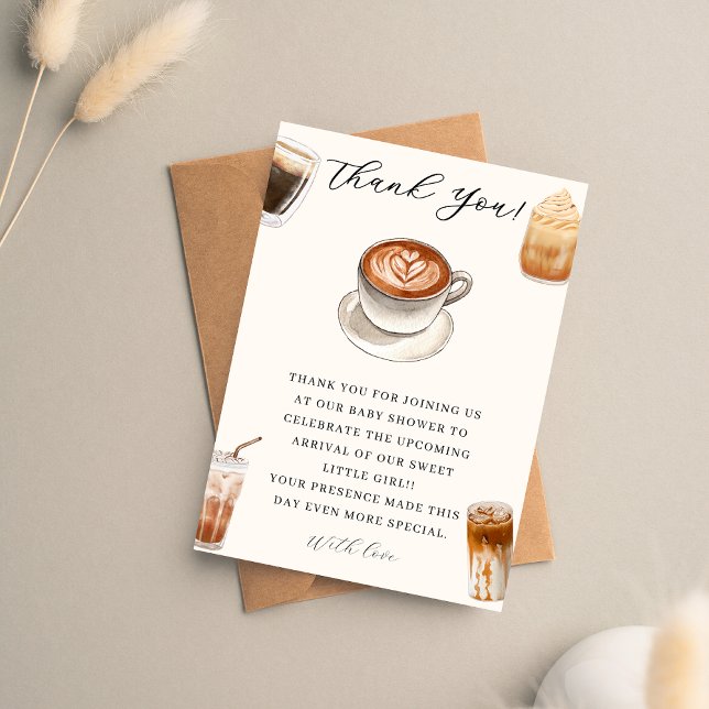 Elegant Baby is Brewing Coffee baby Shower Thank You Card (Creator Uploaded)