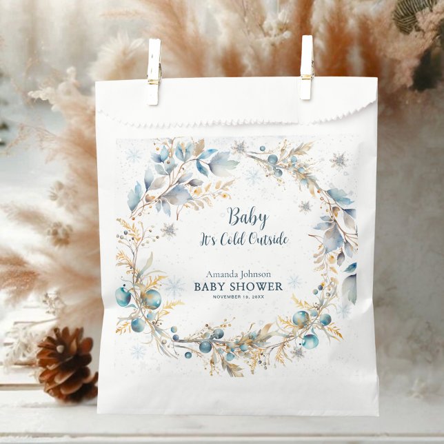 Elegant Baby Its Cold Outside Navy Gold Winter  Favour Bags (Creator Uploaded)