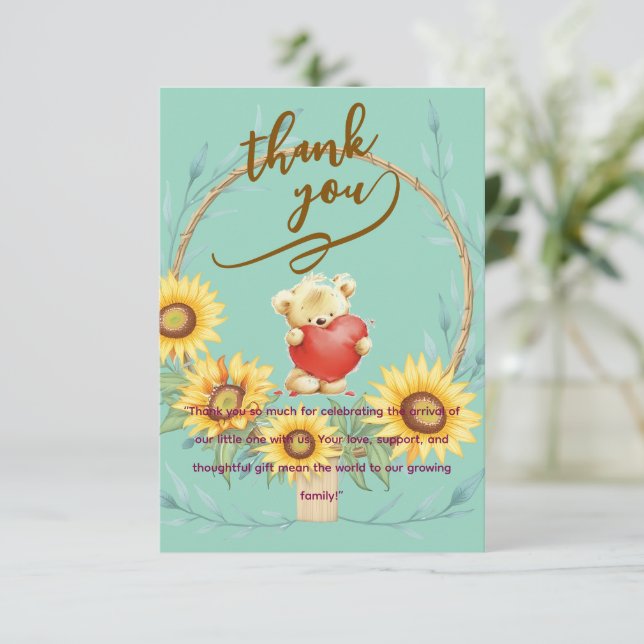 Elegant Baby personalized Flat Thank You Card (Standing Front)
