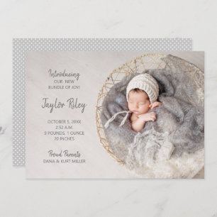Elegant Baby Photo Birth Announcement