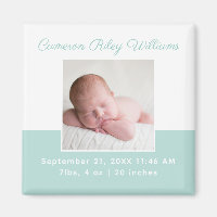 Elegant Baby Photo Mint Green Birth Announcement
