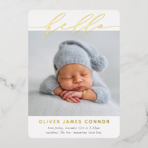 ELEGANT BABY PHOTO modern hello calligraphy tall