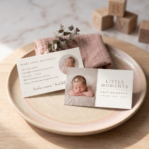 Elegant Baby Photography Branding Soft Neutral Business Card