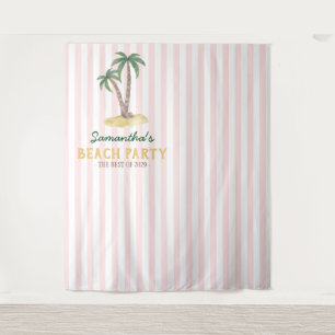 Elegant Baby Pink Stripes Palm Beach Party Tapestry
