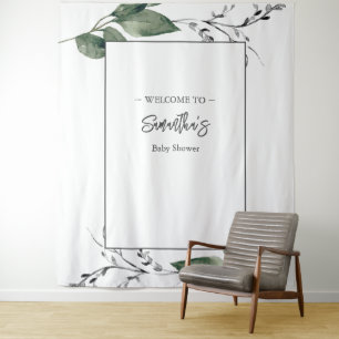 Elegant Baby Shower Backdrops Greenery Tapestry
