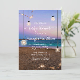 elegant baby shower beach lights tropical chic  invitation