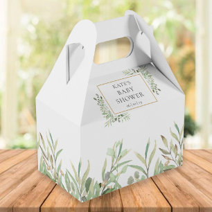 Elegant Baby Shower Greenery Leaves Favour Box