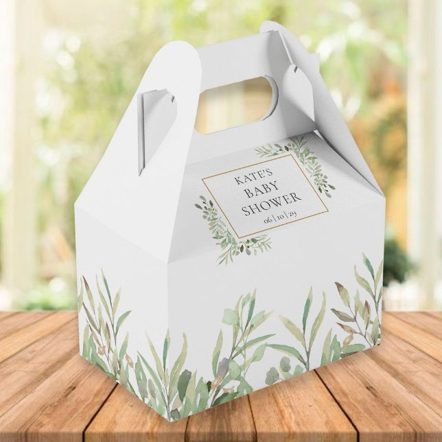 Elegant Baby Shower Greenery Leaves Favour Box (Creator Uploaded)