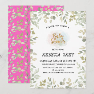 Elegant baby shower invitation Card Girl 