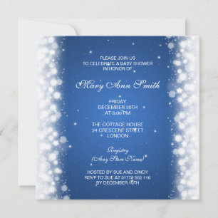 Elegant Baby Shower Magic Sparkle Blue Invitation