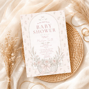 Elegant Baby Shower Neutral Floral Vintage Rose Invitation