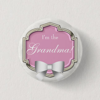 Elegant Baby Shower Party I'm the Grandma 3 Cm Round Badge