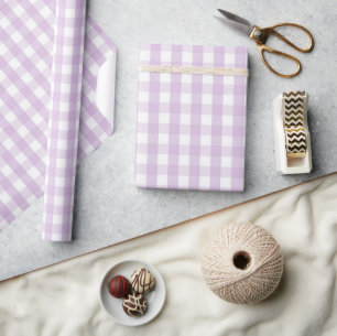 Elegant Baby Shower Pastel Purple Gingham & Plaid  Wrapping Paper