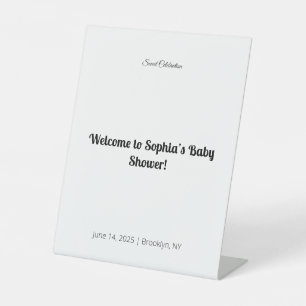 Elegant Baby Shower Pedestal Sign   Floral & Gold 