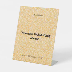 Elegant Baby Shower Pedestal Sign   Floral & Gold 