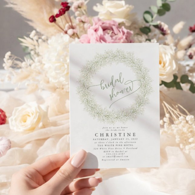 Elegant Baby's Breath Wreath Bridal Shower Invitation (Creator Uploaded)