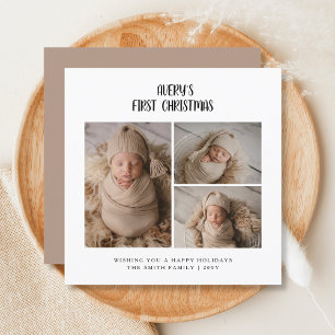Elegant Baby's First Christmas Photo Holiday Card