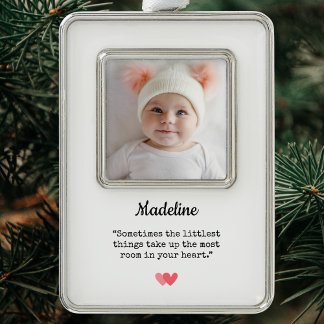Elegant Baby's First Christmas  Photo Silver Plated Framed Ornament