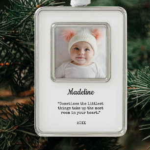 Elegant Baby's First Christmas  Photo Silver Plated Framed Ornament