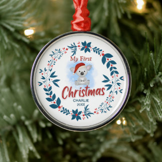  Elegant Baby's First Christmas with Name Metal Tree Decoration