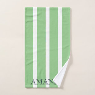 Elegant Bachelorette Monogram Sage Green Summer Bath Towel Set