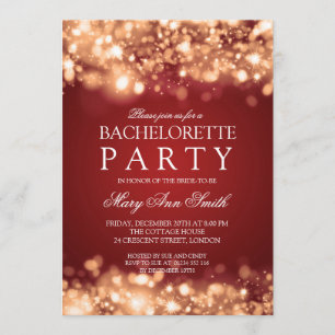 Elegant Bachelorette Party Sparkling Lights Gold Invitation