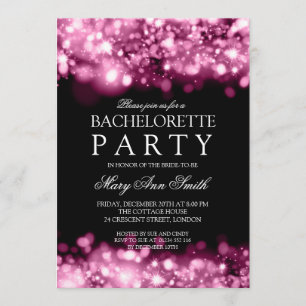 Elegant Bachelorette Party Sparkling Lights Pink Invitation