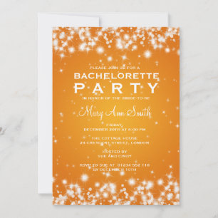 Elegant Bachelorette Party Winter Sparkle Orange Invitation