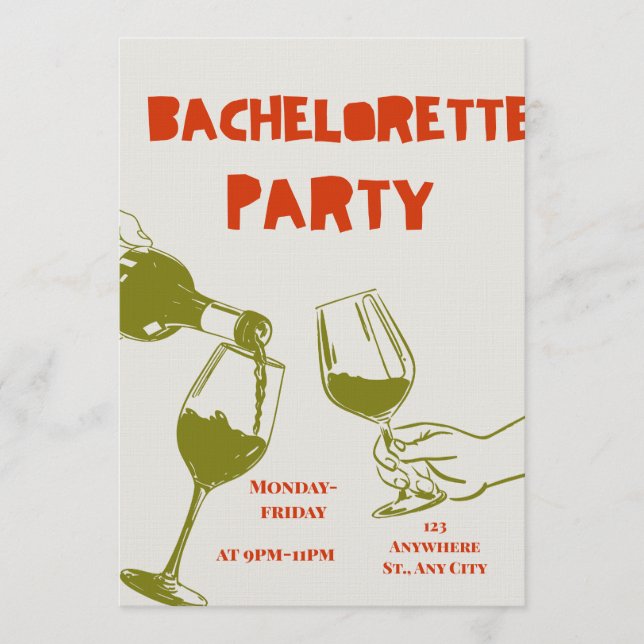 Elegant Bachelorette Weekend Invitation for Bride (Front)
