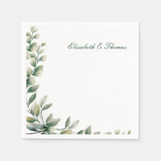 Elegant background eucalyptus leaves wedding napkin