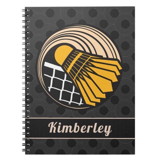 Elegant Badminton Theme Birdie Player's Name Sport Notebook (Front)