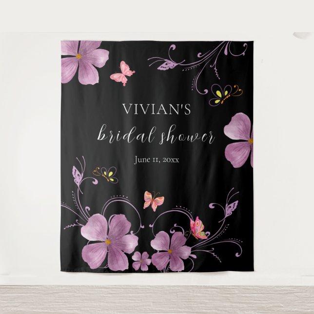 Elegant Baho He Gives Me Butterflies Bridal Shower Tapestry (Front)