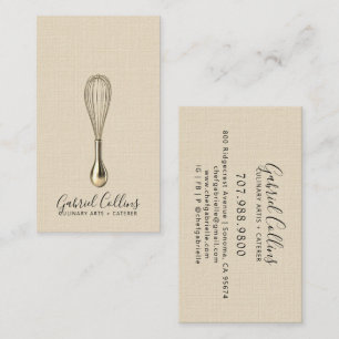 Elegant Baker Bakers Whisk Cream Linen  Business Card