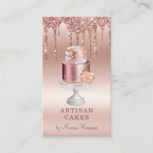 Elegant Baker Pastry Chef Rose Gold Glitter Drips Business Card