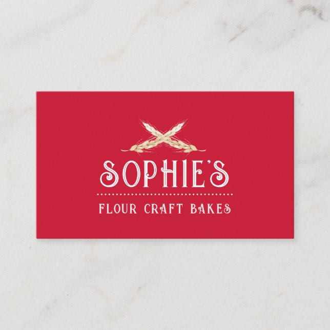 Elegant Baker's Logo Red Business Card (Front)