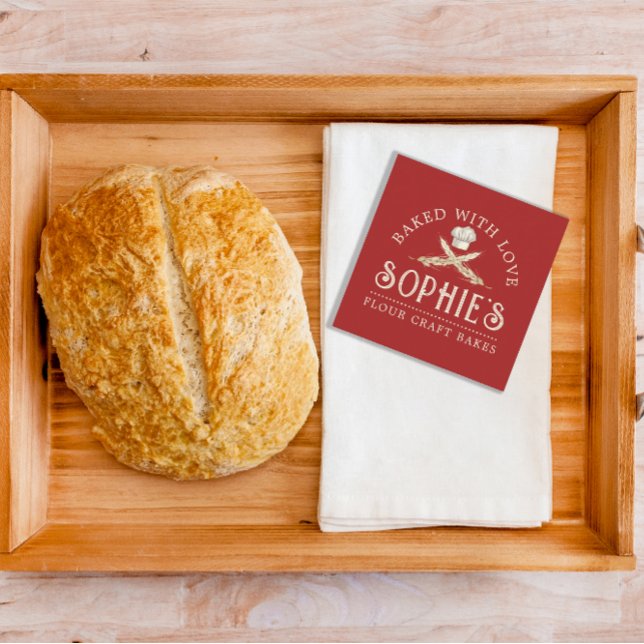 Elegant Baker's Red Business Card (Creator Uploaded)