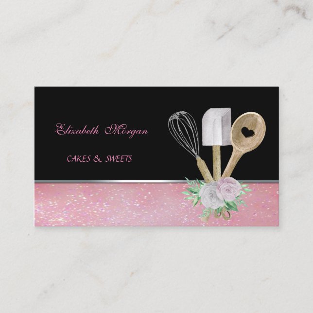 Elegant Bakery Pastry Hand Tools Business Card (Front)
